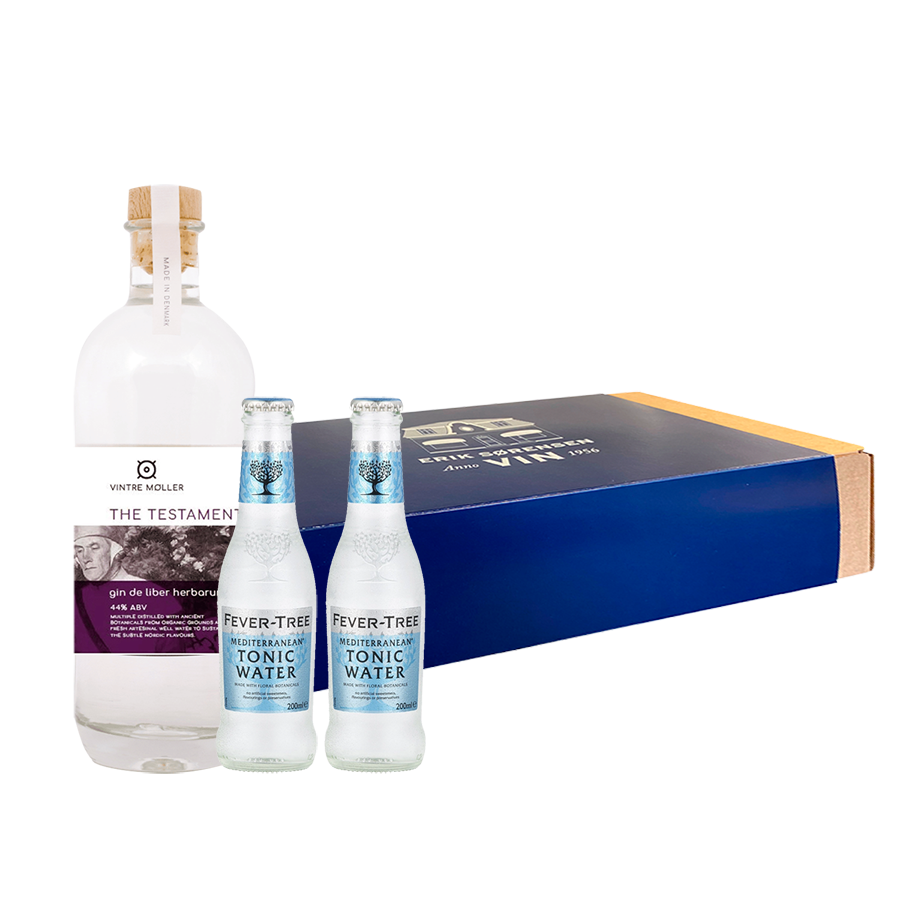 Ginpakke med The Testament Gin og 2 fl. Fever Tree Méditerranean Tonic